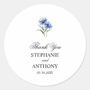 Hochzeit der lila Cornflore-Wildblume Runder Aufkleber