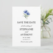 Hochzeit der lila Cornflore-Wildblume Save The Date (Stehend Vorderseite)