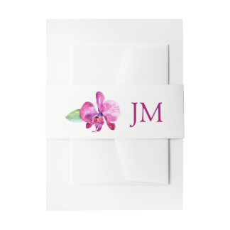 Hochzeit der Lila Orchid-Monogramm Einladungsbanderole