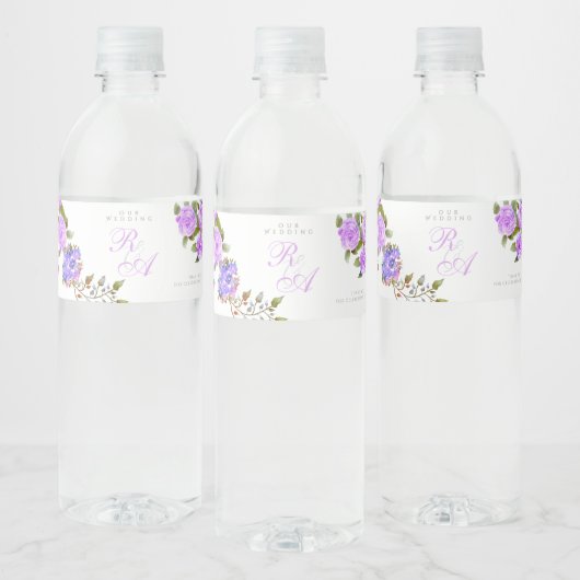 Hochzeit der lila Rose Wasserflaschenetikett (Flaschen)