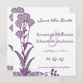 Hochzeit der lila wilden Blume Einladung (Vorne/Hinten)