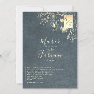 Hochzeit der Luxury Navy Blue Gold Einladung