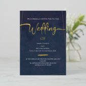 Hochzeit der Luxus Navy Velvet Gold Foil Calligrap Folieneinladung (Stehend vorne)