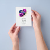 Hochzeit der Magenta Navy und Gold Floral Flyer (Gruppe)
