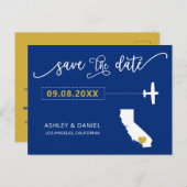 Hochzeit der Marine California Save the Date Map P Postkarte (Vorne/Hinten)