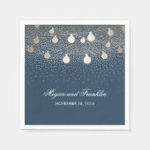 Hochzeit der Marine mit Gold String Lights Serviette (Vorderseite)