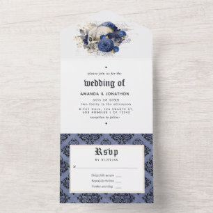 Hochzeit der Marine und der Gold Gothic All In One Einladung