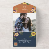 Hochzeit der Marine und der Terracotta Rustic Sonn All In One Einladung (Außenbereich)