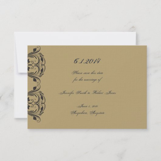 Hochzeit der Marine und Gold Masquerade speichern  Save The Date (Vorderseite)