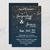 Hochzeit der Marine und Gold Night Sky Einladung (Vorne/Hinten)