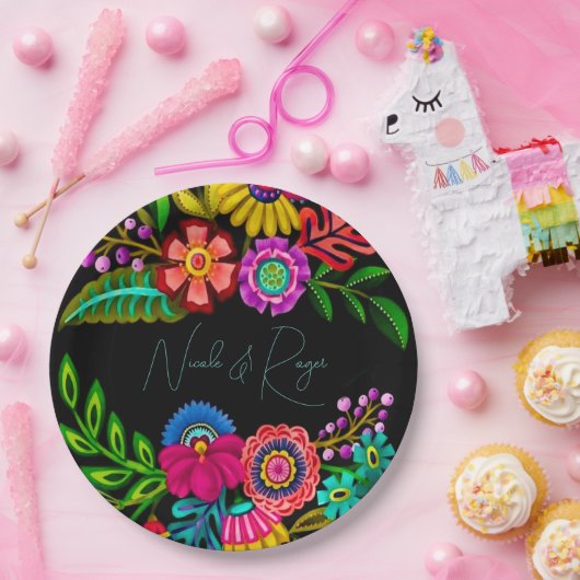 Hochzeit der mexikanischen farbenfrohen Flora Pappteller (Party)