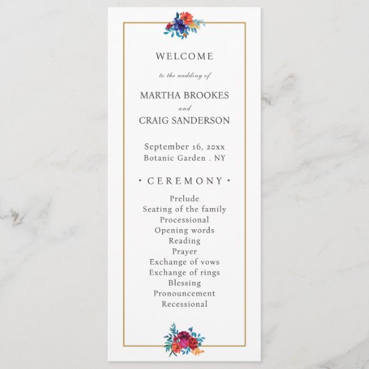 Hochzeit der mexikanischen Fiesta Blume Watercolor Programm (Vorderseite)