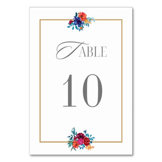 Hochzeit der mexikanischen Fiesta Blume Watercolor Tischnummer (Rückseite)