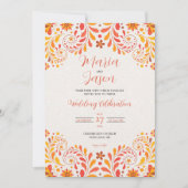 Hochzeit der mexikanischen Orangen Rotblütenblume Einladung (Vorderseite)