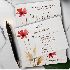Hochzeit der Minimalistischen Blume Aquarell RSVP Karte