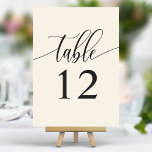 Hochzeit der Minimalistischen Kalligraphie von Elf Tischnummer<br><div class="desc">Begleiten Sie Ihre Gäste mit diesen eleganten Elfenbein-Tischnummern zu ihren Sitzplätzen. Diese Tischnummern mit minimalistischem Design und moderner Kalligraphie fügen Ihrem Hochzeitsempfang eine Touch von Eleganz hinzu. Der weiche Hintergrund und die gepflegte, elegante Typografie sorgen für eine einfache Lesbarkeit bei gleichzeitig verstärkter Hochzeitsdekoration. Diese Tischnummern sind perfekt für jedes Hochzeitsthema...</div>