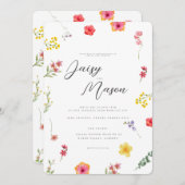 Hochzeit der Minimalistischen Wildblume Einladung (Vorne/Hinten)