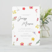 Hochzeit der Minimalistischen Wildblume Einladung (Stehend Vorderseite)