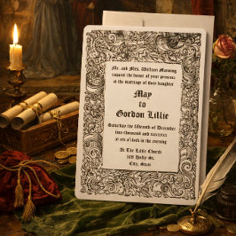 Hochzeit der mittelalterlichen Renaissance-Holzbrü Einladung