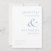 Hochzeit der modernen blauen Typografie Save The Date (Vorderseite)