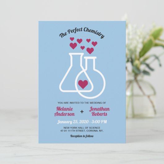 Hochzeit der modernen Chemie Einladung (Stehend Vorderseite)