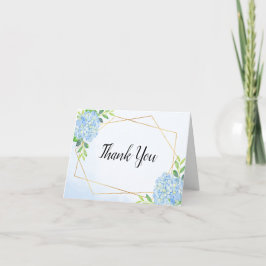 Hochzeit der modernen geometrischen Blauen Hydrang Dankeskarte
