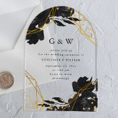 Hochzeit der modernen geometrischen Schwarzen Flor Acryleinladungen