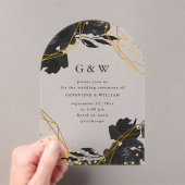 Hochzeit der modernen geometrischen Schwarzen Flor Acryleinladungen (Insitu (Handheld))