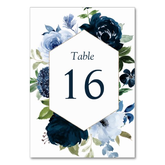 Hochzeit der modernen Marine und hellblau Tischnummer (Rückseite)
