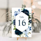 Hochzeit der modernen Marine und hellblau Tischnummer