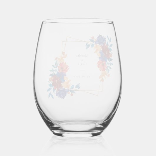 Hochzeit der modernen mexikanischen Fiesta-Blume Weinglas Ohne Stiel (Rückseite)