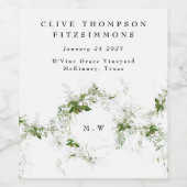 Hochzeit der modernen Micro Eukalyptus Wreath Mono Weinetikett (Einzelnes Label)