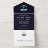 Hochzeit der modernen Navy-Anchor-Nautical-Monogra All In One Einladung (Innen Boden)