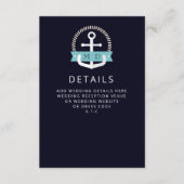 Hochzeit der modernen Navy-Anchor-Nautical-Monogra Begleitkarte (Vorderseite)