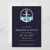 Hochzeit der modernen Navy-Anchor-Nautical-Monogra Save The Date (Vorderseite)