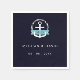 Hochzeit der modernen Navy-Anchor-Nautical-Monogra Serviette