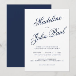 Hochzeit der modernen Navy-Blue-Kalligrafie Einladung