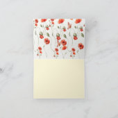 Hochzeit der Mohnblume Rote Wildblumen Dankeskarte (Innenseite)