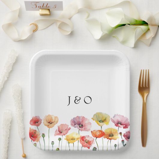 Hochzeit der Mohnblüte Pappteller (Hochzeit)