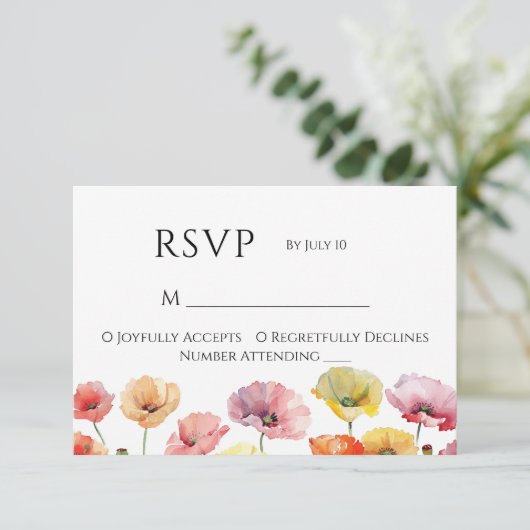 Hochzeit der Mohnblüte RSVP Karte (Stehend Vorderseite)