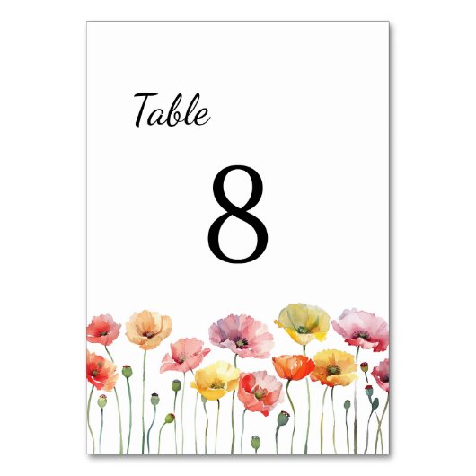 Hochzeit der Mohnblüte Tischnummer (Rückseite)