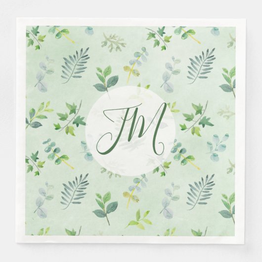 Hochzeit der Monografie des Watercolor Greenerity  Serviette (Vorderseite)