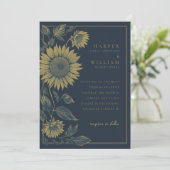 Hochzeit der monokralen Marine und der Goldenen So Einladung (Stehend Vorderseite)