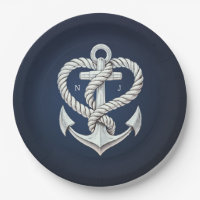 Hochzeit der Nautic Heart Rope Anchor Coastal Navy