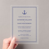 Hochzeit der Nautic Navy Blue Anchor Typografy Acryleinladungen (Insitu (Handheld))