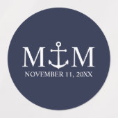 Hochzeit der Nautic Navy Etiketten (Design 2)
