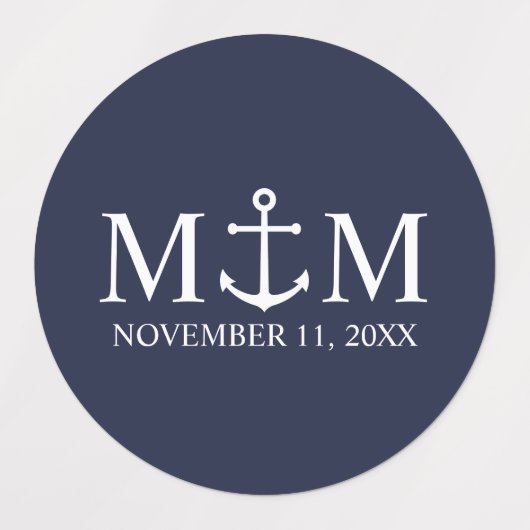 Hochzeit der Nautic Navy Etiketten (Design 1)