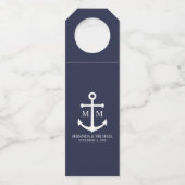 Hochzeit der Nautic Navy Flaschenanhänger (Vorderseite)