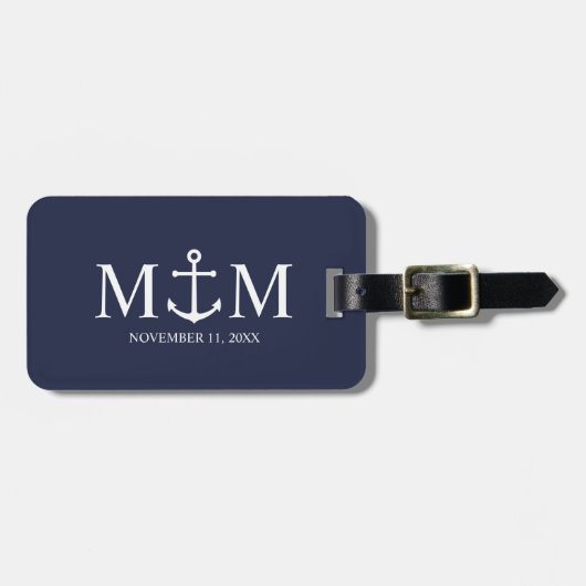 Hochzeit der Nautic Navy Gepäckanhänger (Vorderseite horizontal)