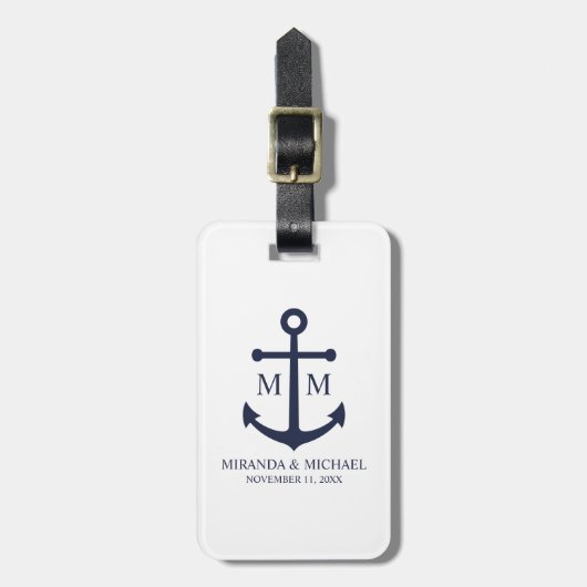Hochzeit der Nautic Navy Gepäckanhänger (Vorderseite vertikal)
